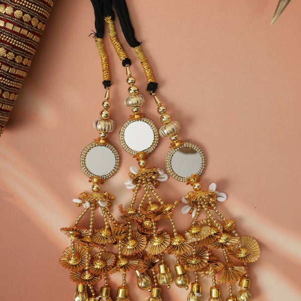 Ruby Raang Gold Gota Pati Work And Black Thread And Shells With Gold Stones Ghungroo - Distacart