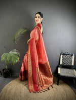 Thumbnail for Joban Fashion Salmon Pink Banarasi Soft Silk Woven Saree - Distacart