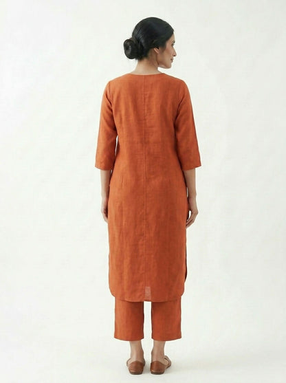 Gharana India Aira Rust Orange Cotton Co-ord Set - Dista