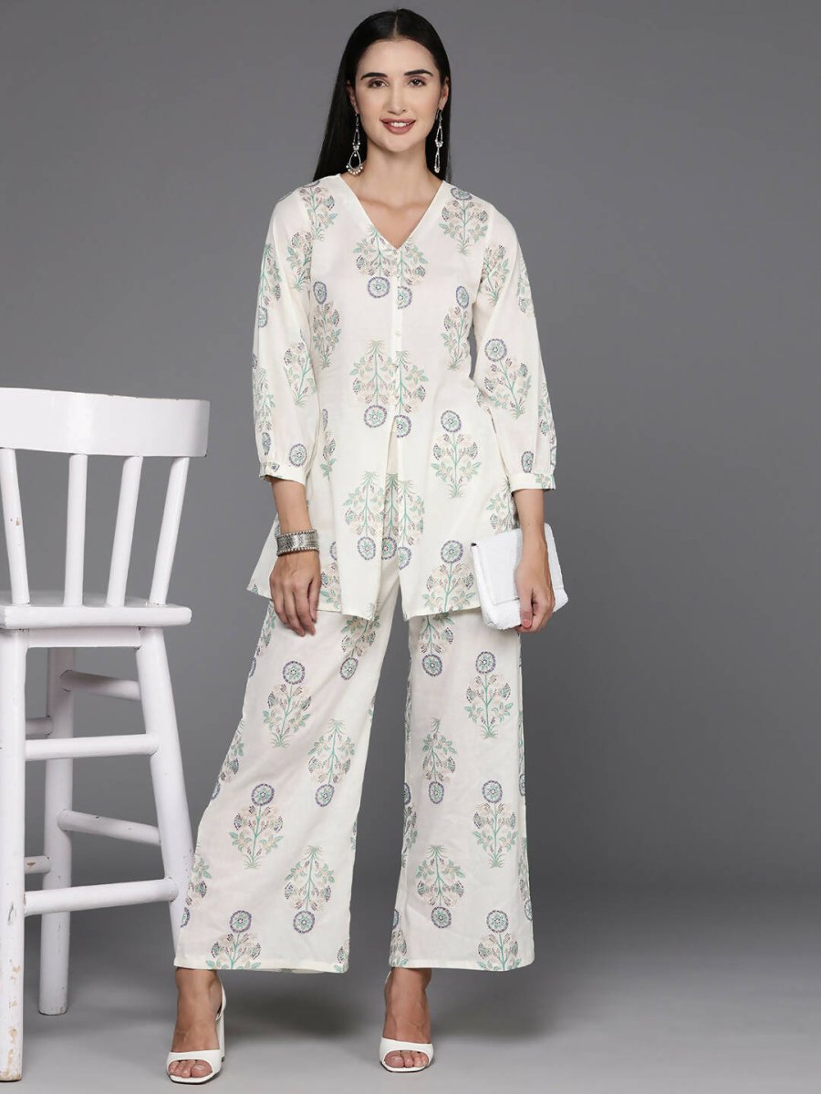 Ahalyaa Women's Traditional Wear Co-ods - Off White - Distacart
