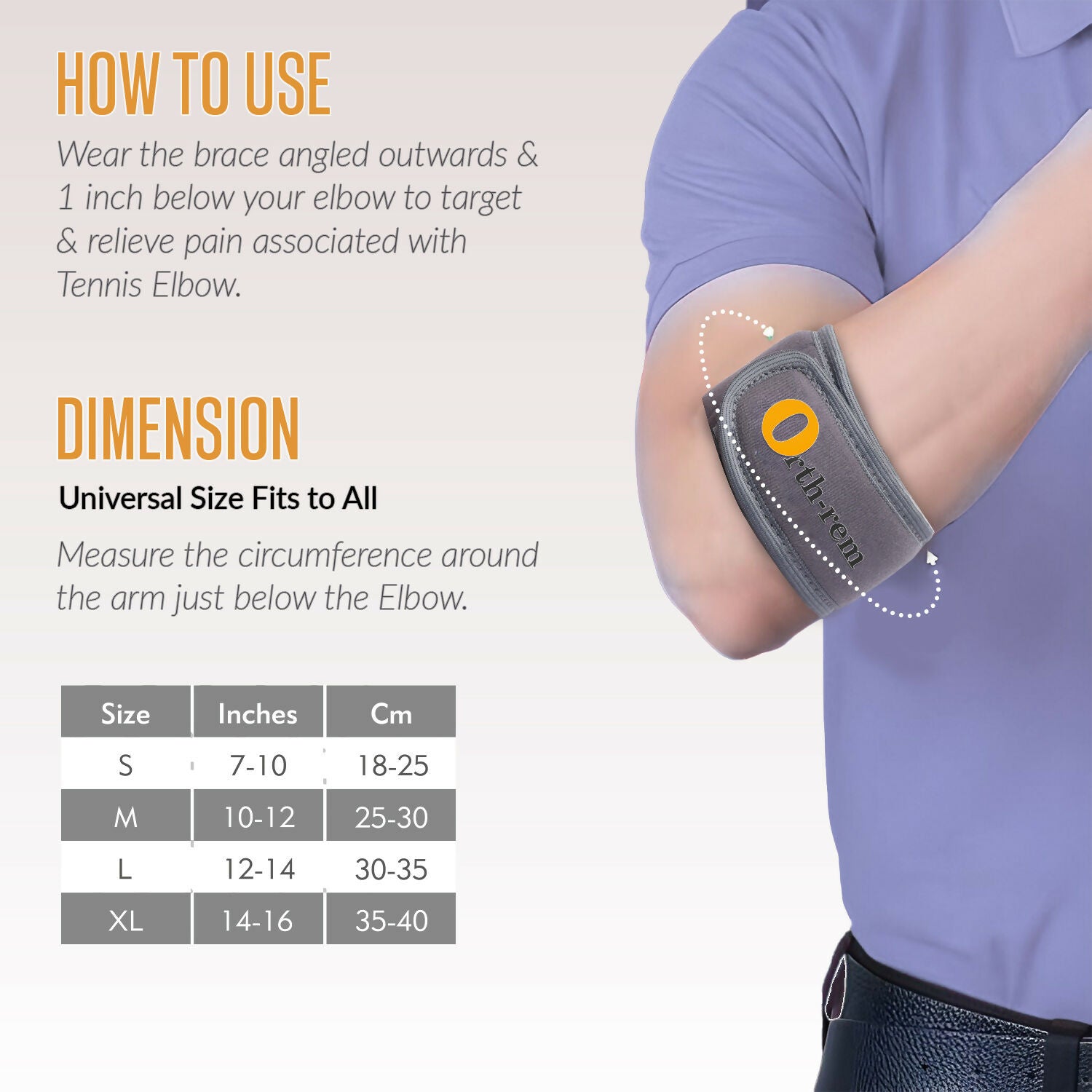Orth-rem Tennis Elbow Support Brace Strap For Men & Women