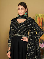 Thumbnail for Jyoti Fashion Women's Black Georgette Embroidered Anarkali Kurta Pant Set With Dupatta - Distacart