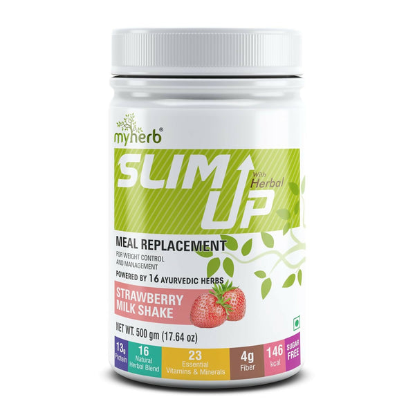 Myherb Slim Up Meal Replacement Shake With 16 Natural Herbal Blend For Men & Women - Strawberry Milk Shake - Distacart