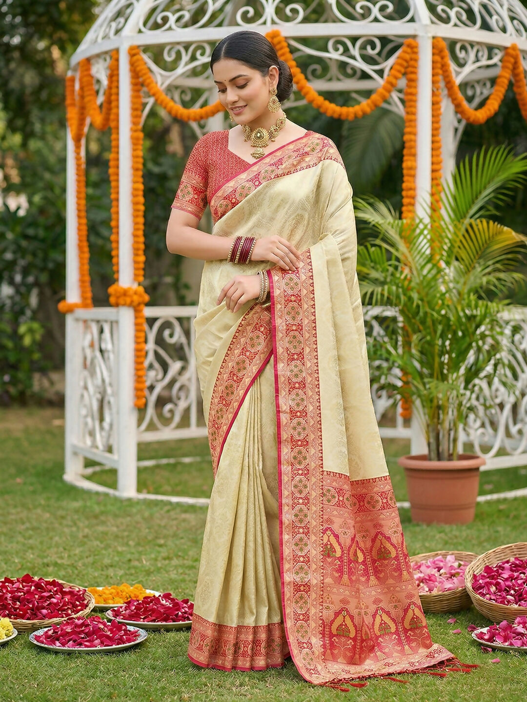 Shree Shyam Fashion Red Soft Silk Saree - Dista