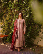 Thumbnail for Prazu Fashion Peach Frendy Silk Embroidered Riveted Moti Work Palazzo Suit