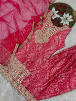 Thumbnail for Prazu Fashion Pink Chinon Silk Embroidered Dhoti Style Suit