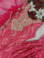 Thumbnail for Prazu Fashion Pink Chinon Silk Embroidered Dhoti Style Suit