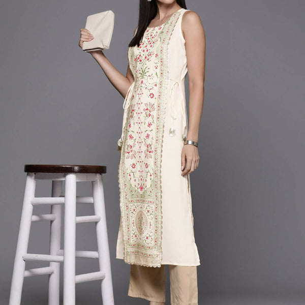 Ahalyaa Women's Traditional wear Kurta - Off-White - Distacart