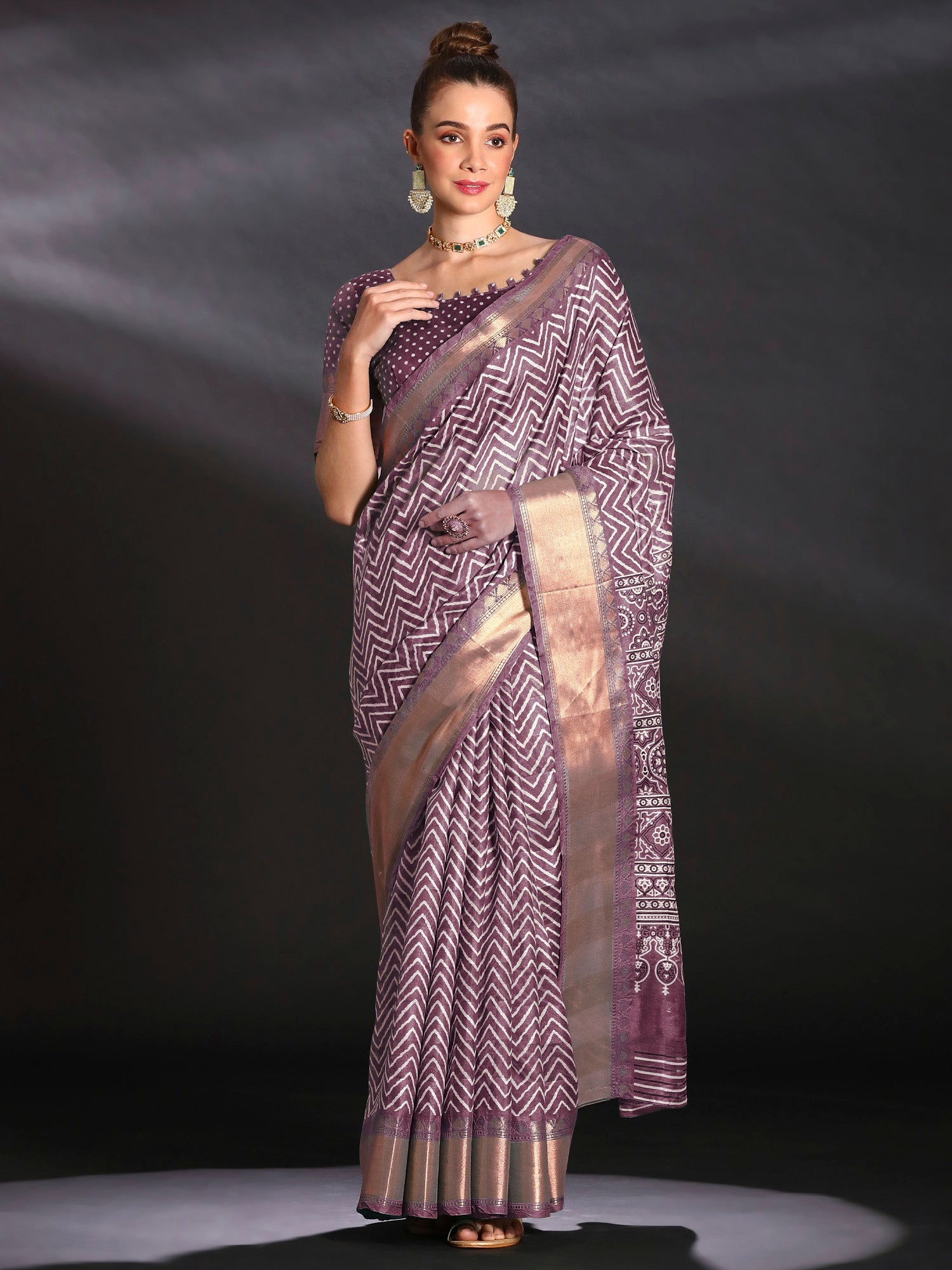 NOZ2TOZ Women's Art Silk Mauve Printed Designer Saree With Blouse Piece - Distacart