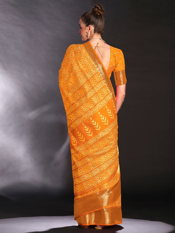 NOZ2TOZ Women's Art Silk Yellow Printed Designer Saree With Blouse Piece - Distacart
