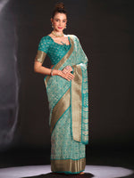 Thumbnail for NOZ2TOZ Women's Art Silk Light Blue Printed Designer Saree With Blouse Piece - Distacart