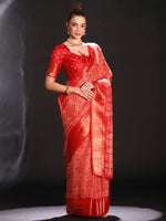 Thumbnail for NOZ2TOZ Women's Art Silk Red Printed Designer Saree With Blouse Piece - Distacart
