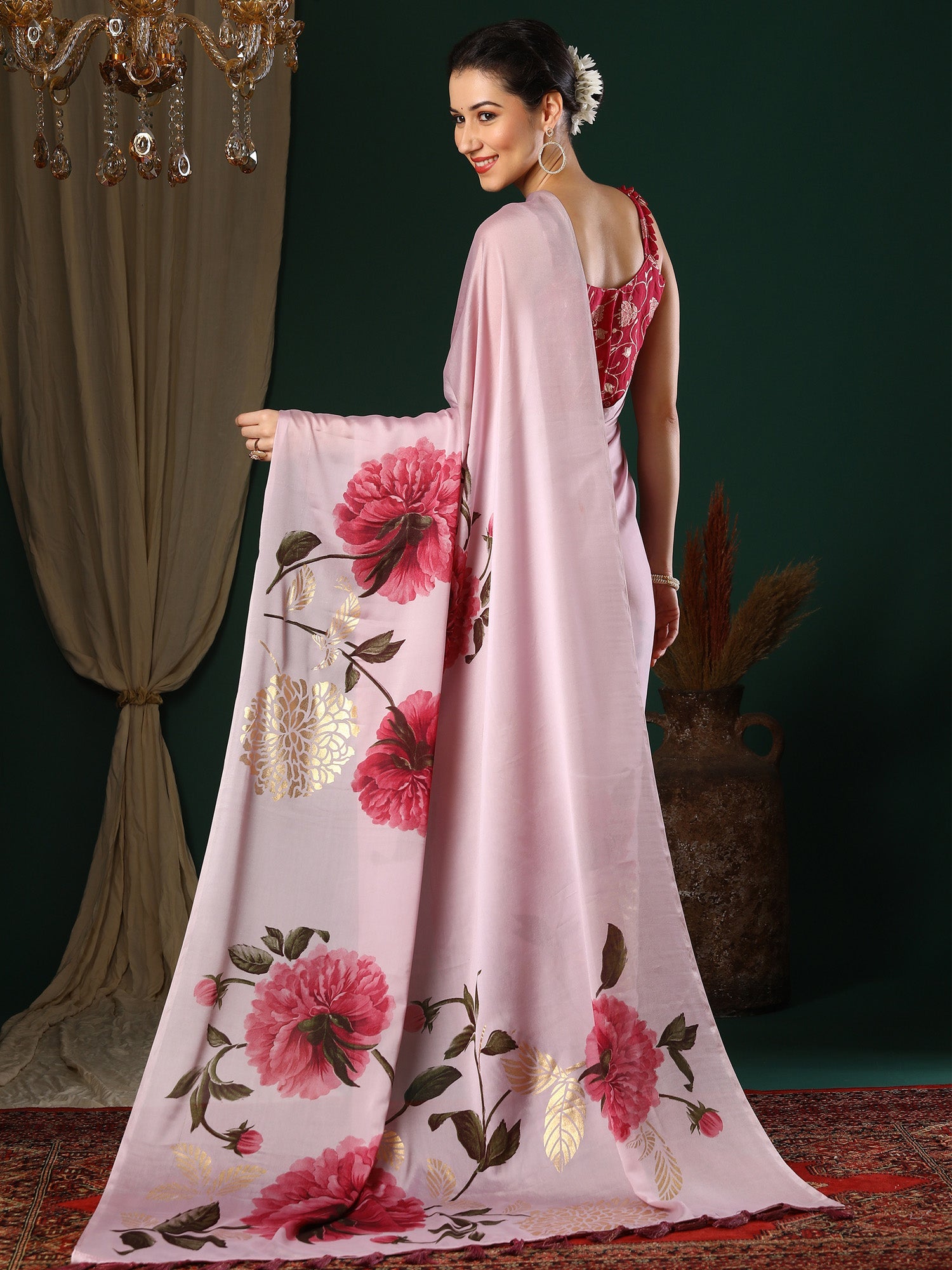 NOZ2TOZ Women's Georgette Mauve Printed Designer Saree With Blouse Piece - Distacart