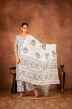 Thumbnail for Joban Fashion Blue Hand Block Printed Cotton Suit Set - Distacart