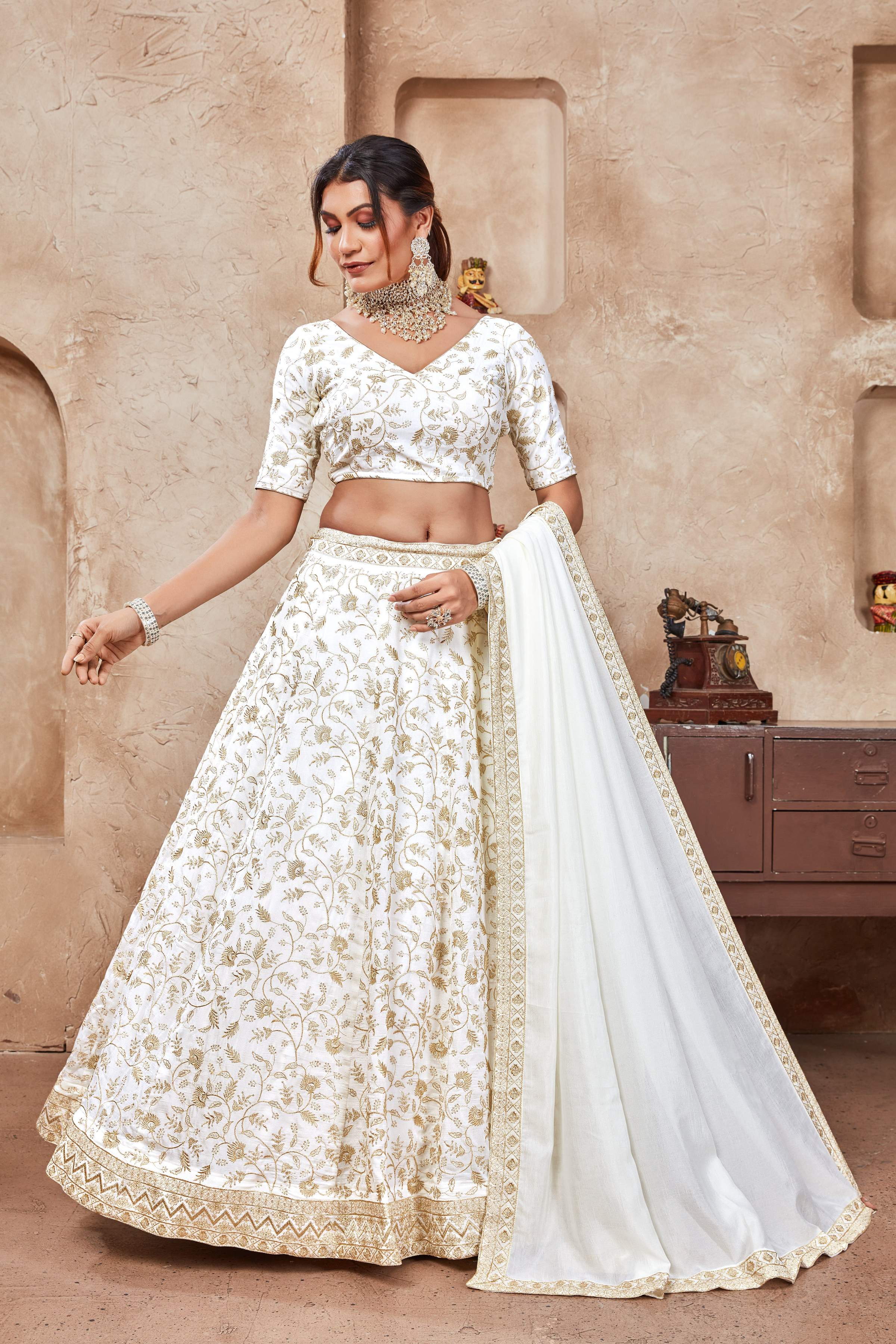 Lehenga Mart Designer Wedding Lehenga Choli For Women - White - Distacart
