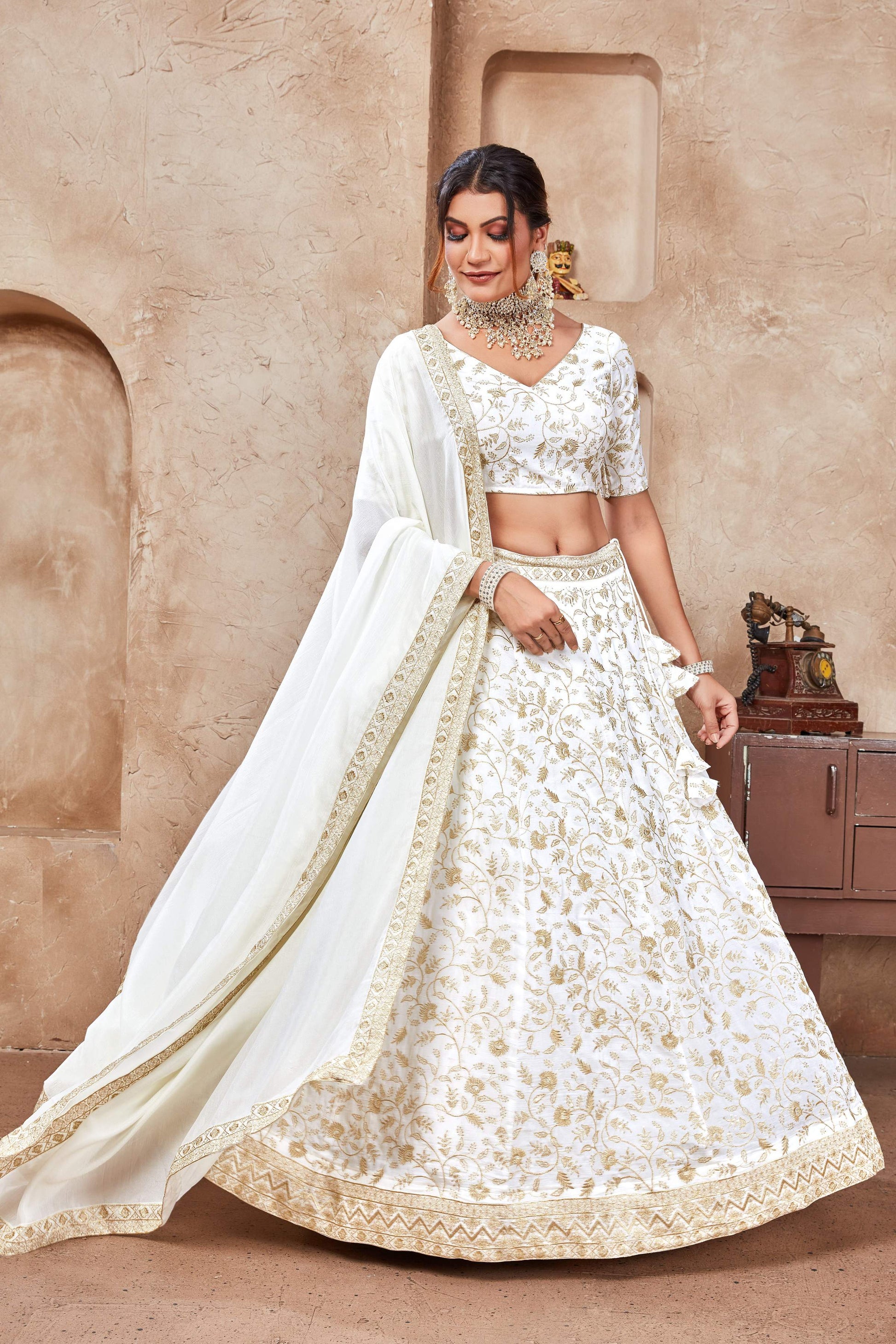 Lehenga Mart Designer Wedding Lehenga Choli For Women - White - Distacart