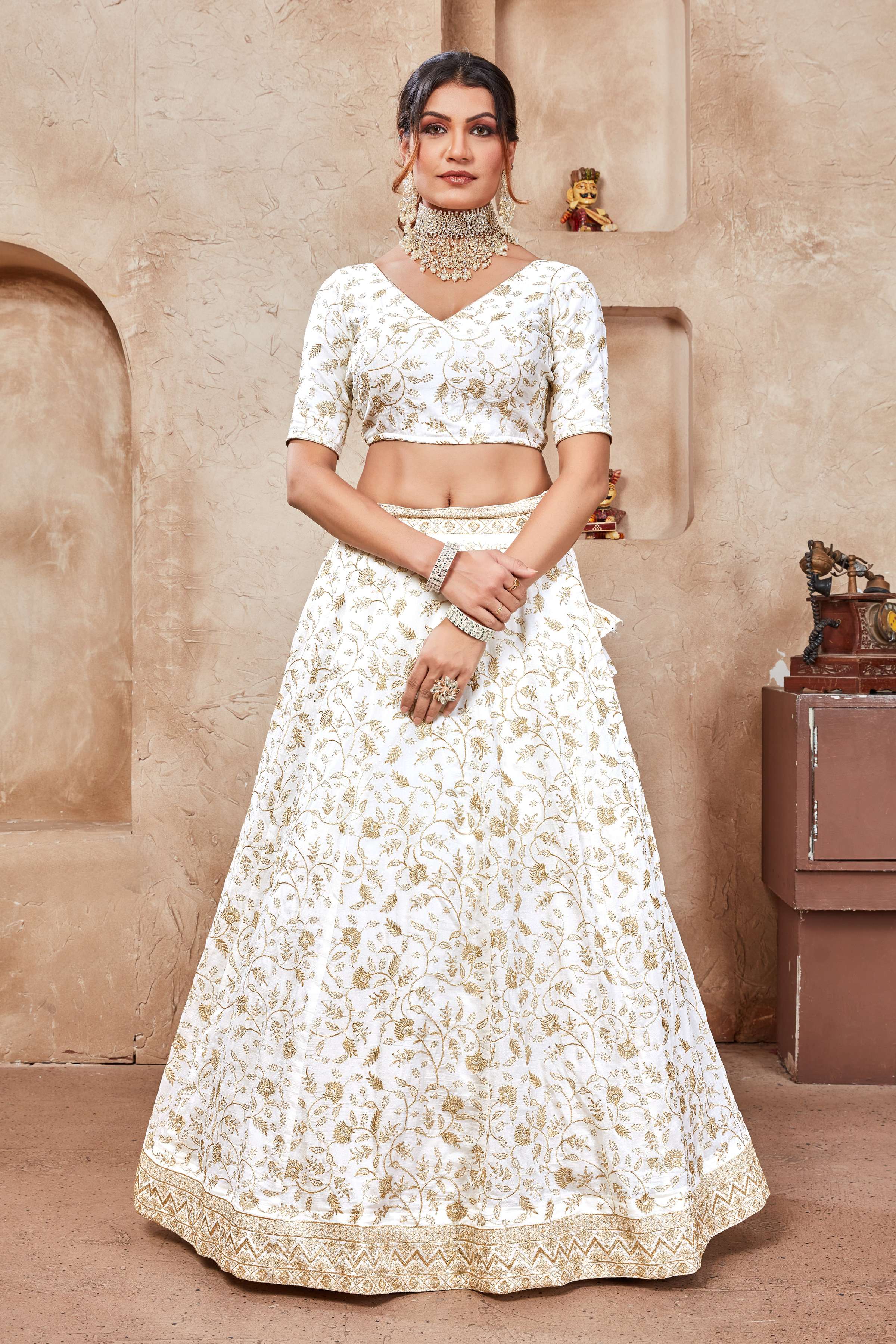 Lehenga Mart Designer Wedding Lehenga Choli For Women - White - Distacart