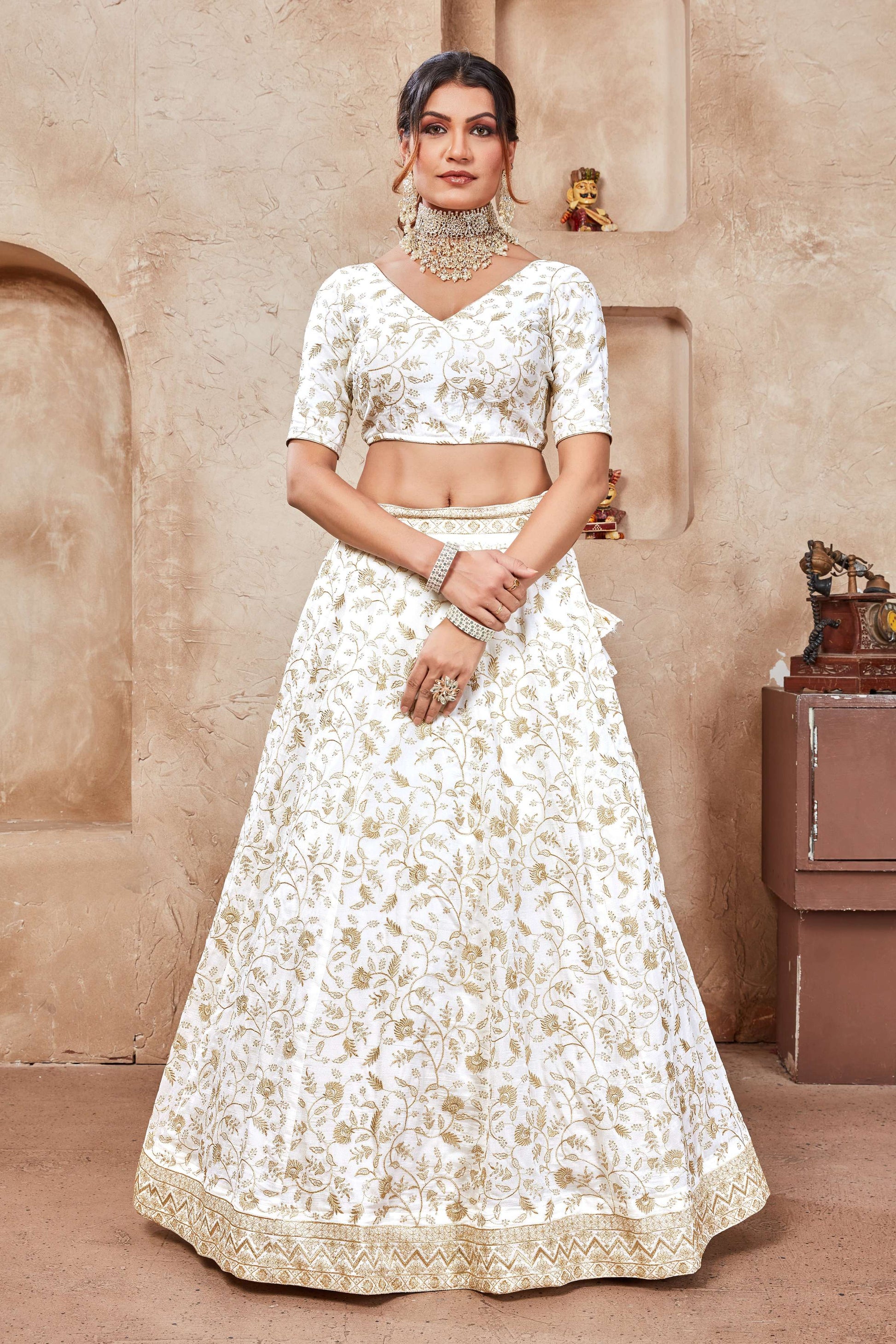Lehenga Mart Designer Wedding Lehenga Choli For Women - White - Distacart