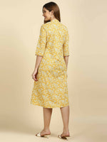 Thumbnail for Anubhutee Women's Cotton A-Line Midi Casual Yellow Dress - Distacart
