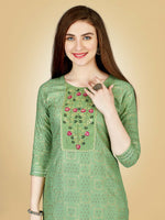 Thumbnail for Jyoti Fashion Women's Sea Green Viscose Rayon Embroidered Kurta Pant Set - Distacart