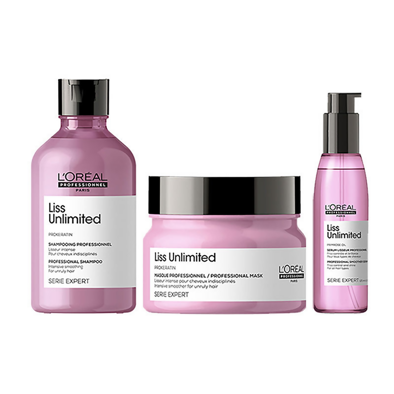 L'Oreal Professionnel Liss Unlimited Shampoo, Hair Mask & Hair Serum Serie Expert