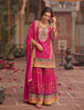 Anaita Rani-Pink Chinon Readymade Palazzo Suit with Codding Dori & Sequence Work - Distacart