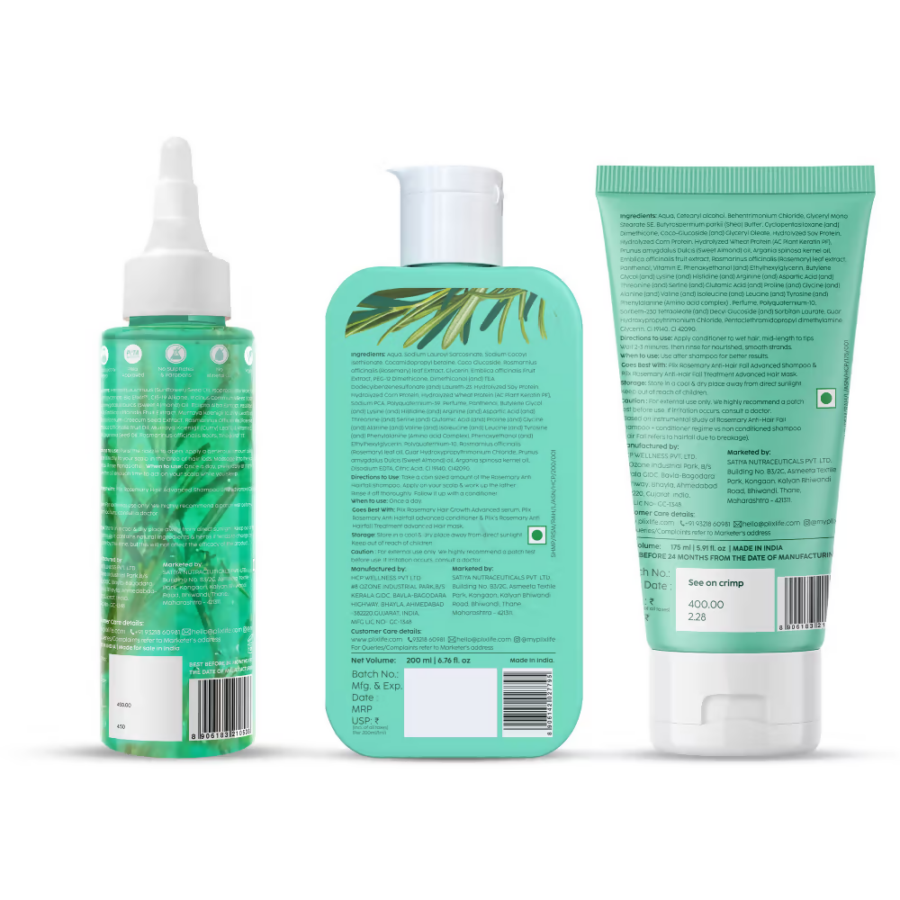 PLIX The Plant Fix Rosemary Hair Growth Advanced Hair Oil, Anti Hairfall Shampoo & Conditioner - Distacart