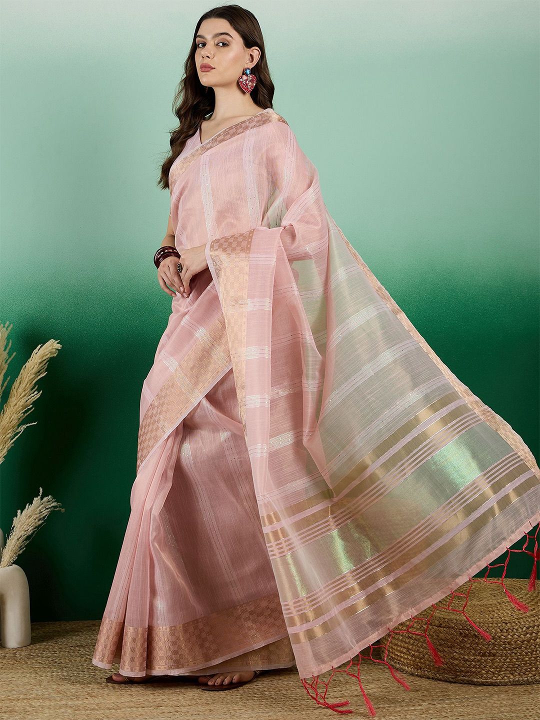 Mitera Woven Design Zari Organza Saree - Distacart