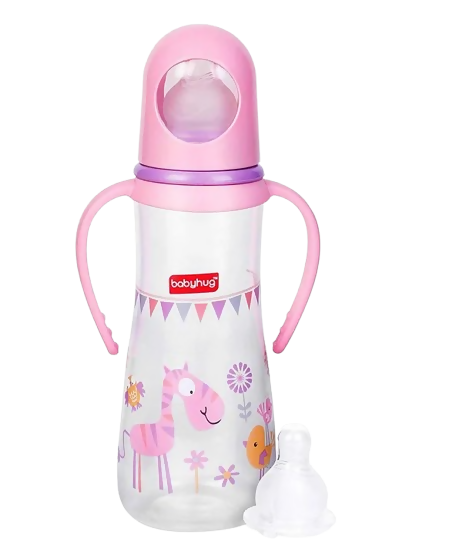 Babyhug Bubble Anti-Colic Sterilizable Feeding Bottle With Handles Pink - Distacart