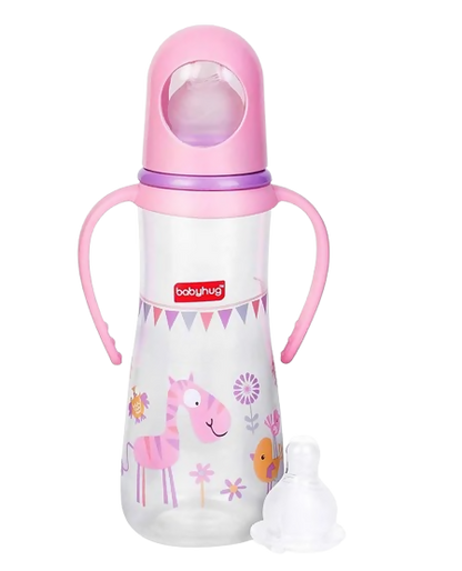 Babyhug Bubble Anti-Colic Sterilizable Feeding Bottle With Handles Pink - Distacart