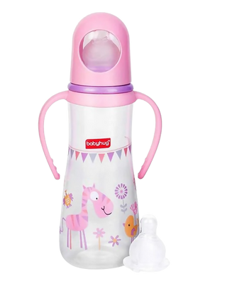 Babyhug Bubble Anti-Colic Sterilizable Feeding Bottle With Handles Pink - Distacart