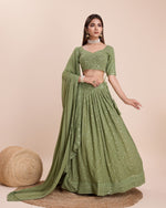Thumbnail for Lehenga Mart Designer Wedding Lehenga Choli For Women - Mehndi - Distacart
