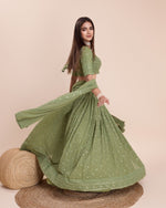 Thumbnail for Lehenga Mart Designer Wedding Lehenga Choli For Women - Mehndi - Distacart