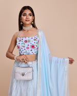 Thumbnail for Lehenga Mart Designer Wedding Lehenga Choli For Women - Sky Blue - Distacart