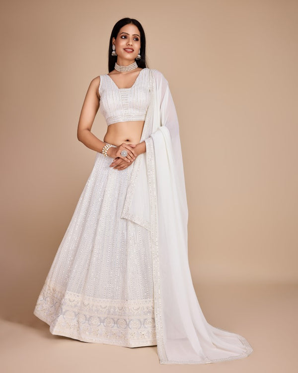 Lehenga Mart Designer Wedding Lehenga Choli For Women - White - Distacart