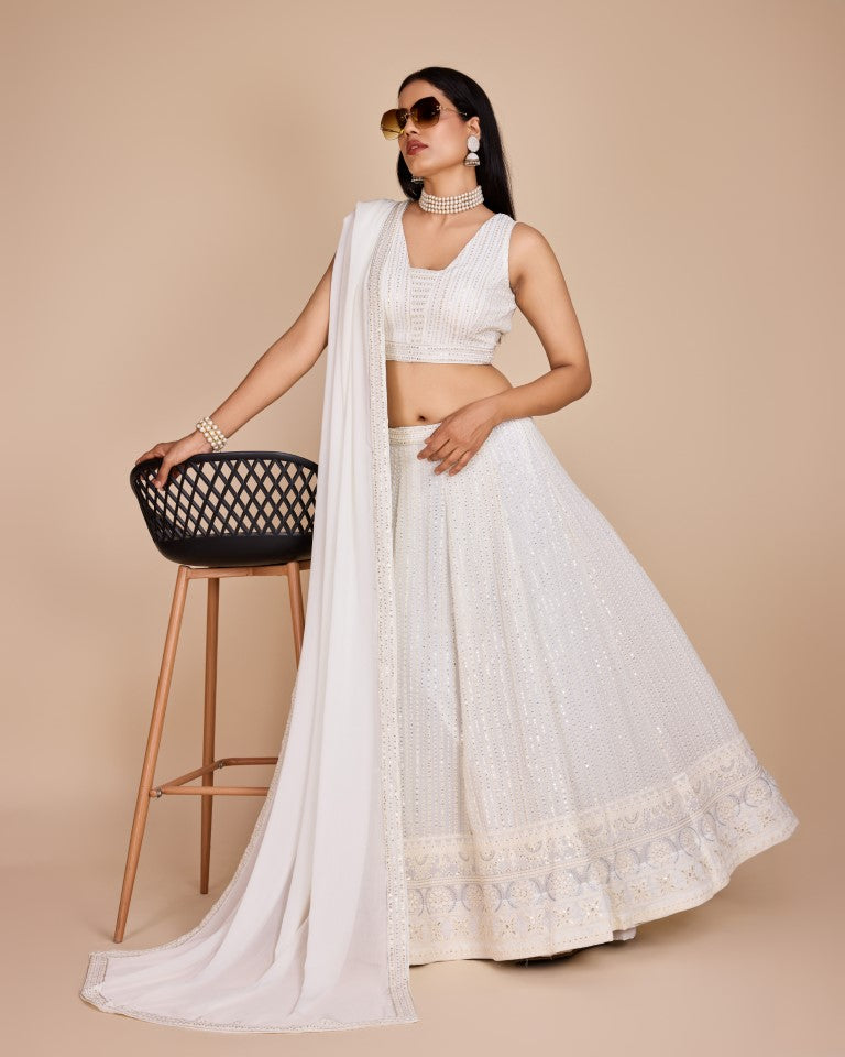 Lehenga Mart Designer Wedding Lehenga Choli For Women - White - Distacart