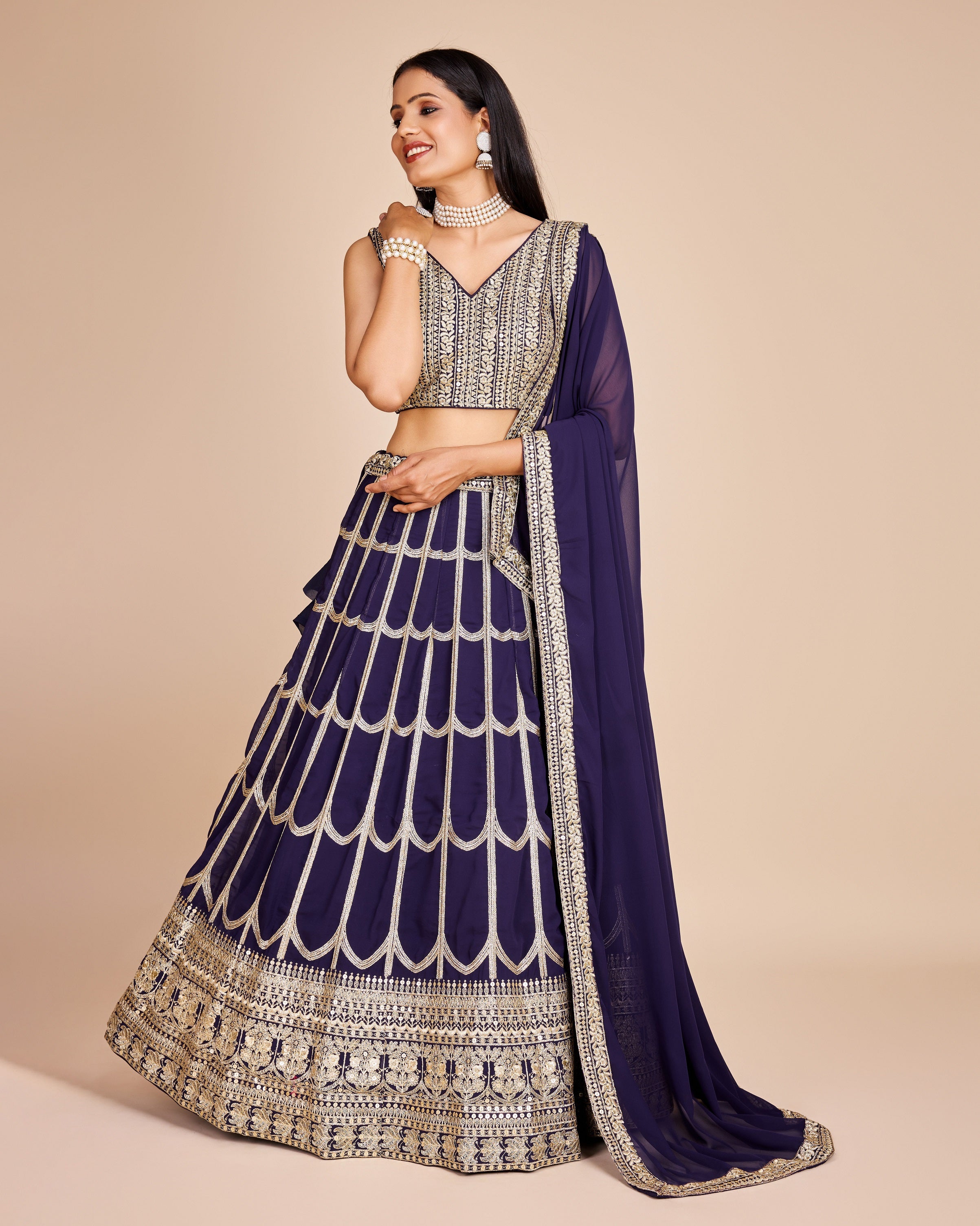 Lehenga Mart Designer Wedding Lehenga Choli For Women - Navy Blue - Distacart