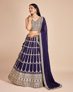 Thumbnail for Lehenga Mart Designer Wedding Lehenga Choli For Women - Navy Blue - Distacart