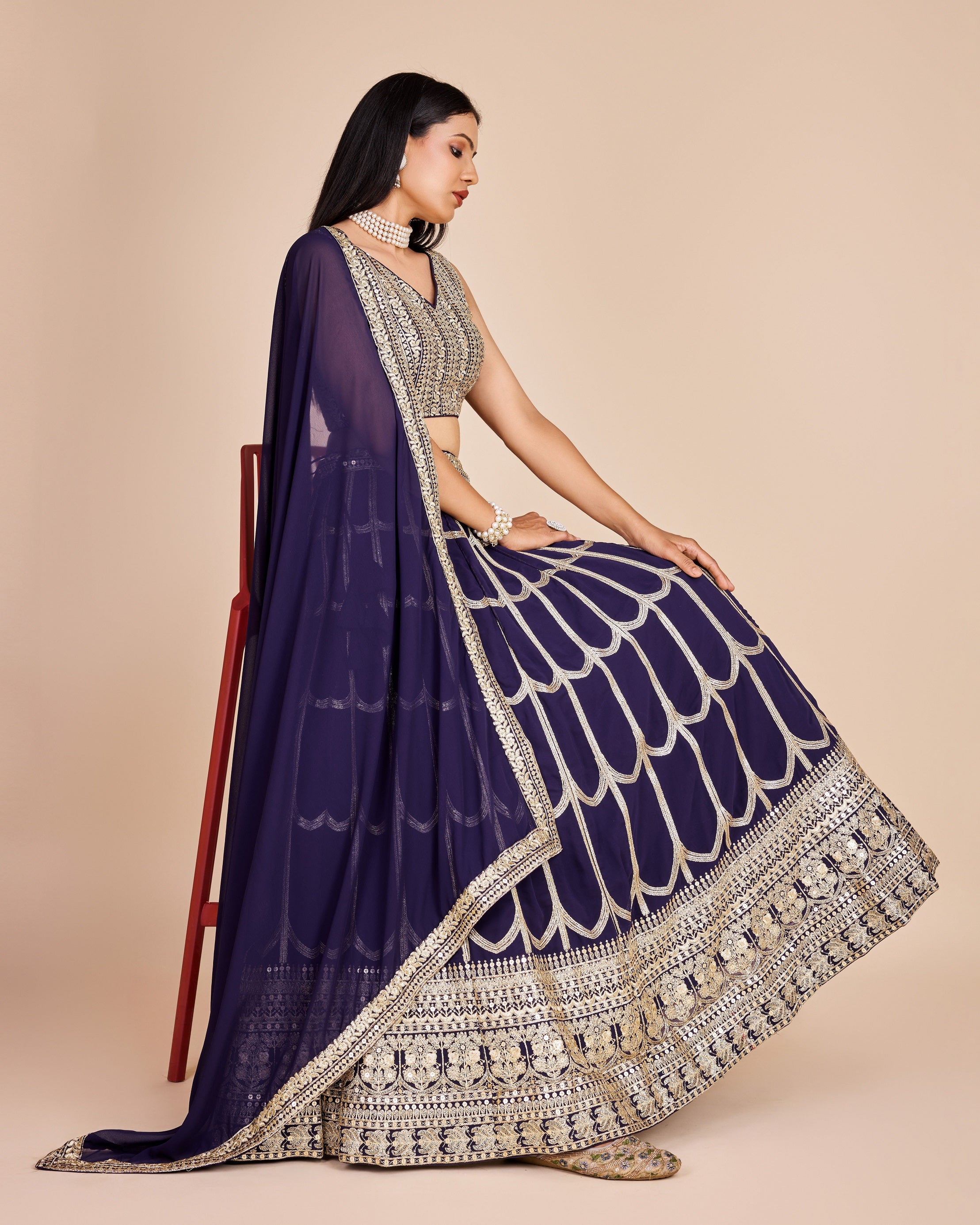 Lehenga Mart Designer Wedding Lehenga Choli For Women - Navy Blue - Distacart