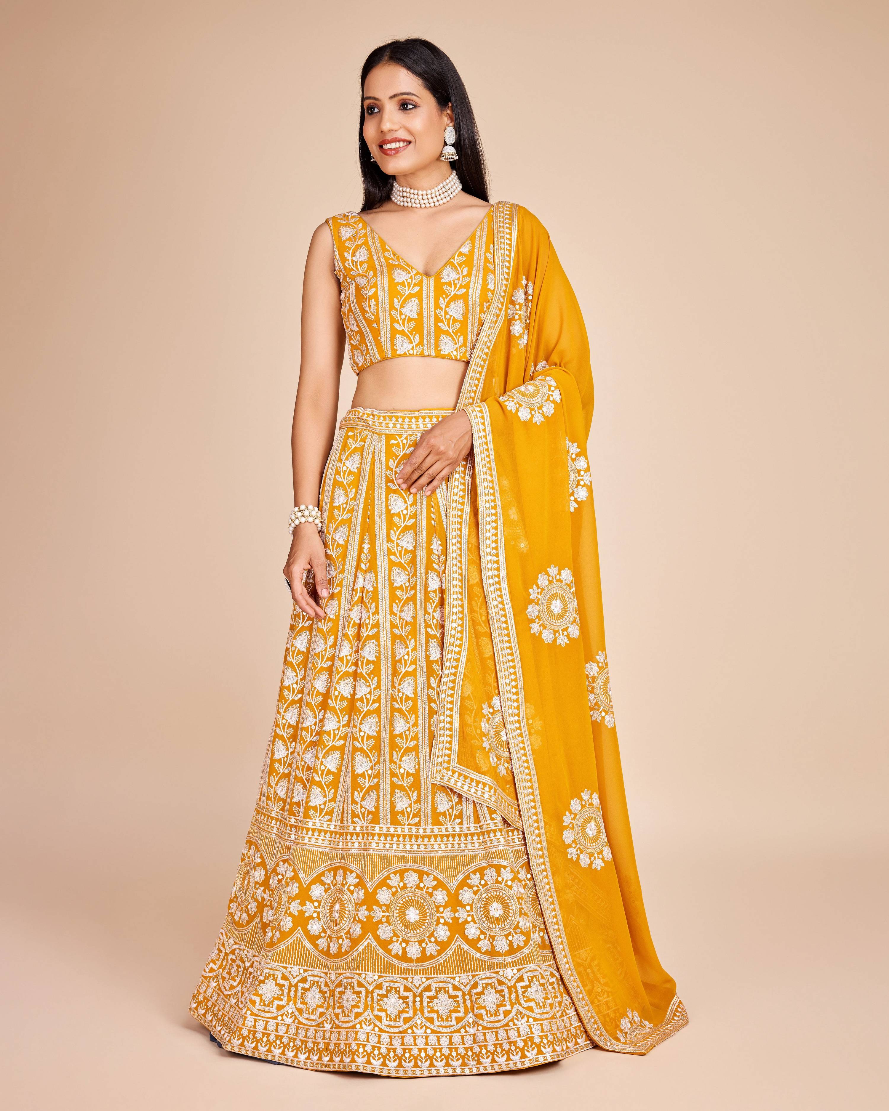 Lehenga Mart Designer Wedding Lehenga Choli For Women - Yellow - Distacart