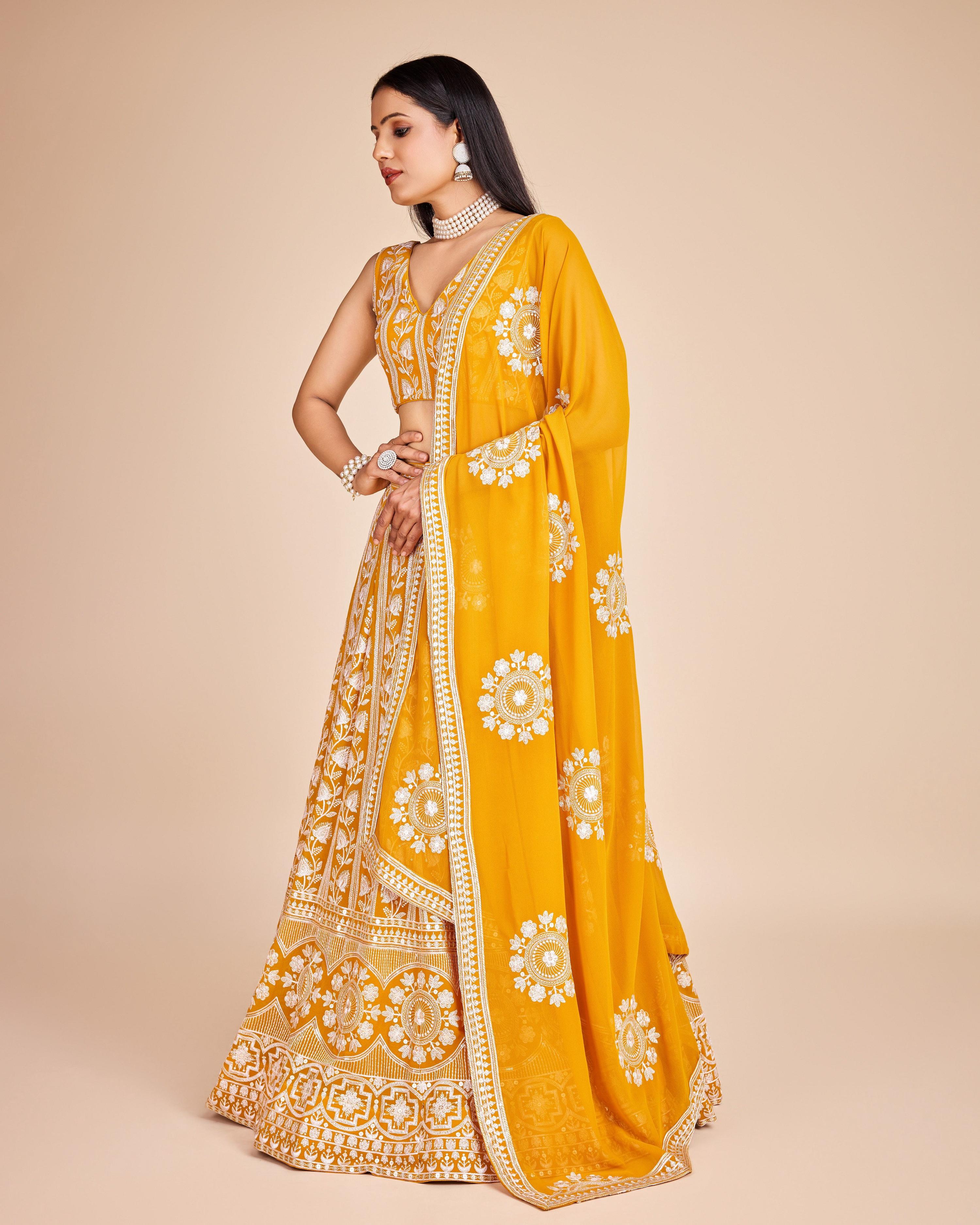 Lehenga Mart Designer Wedding Lehenga Choli For Women - Yellow - Distacart