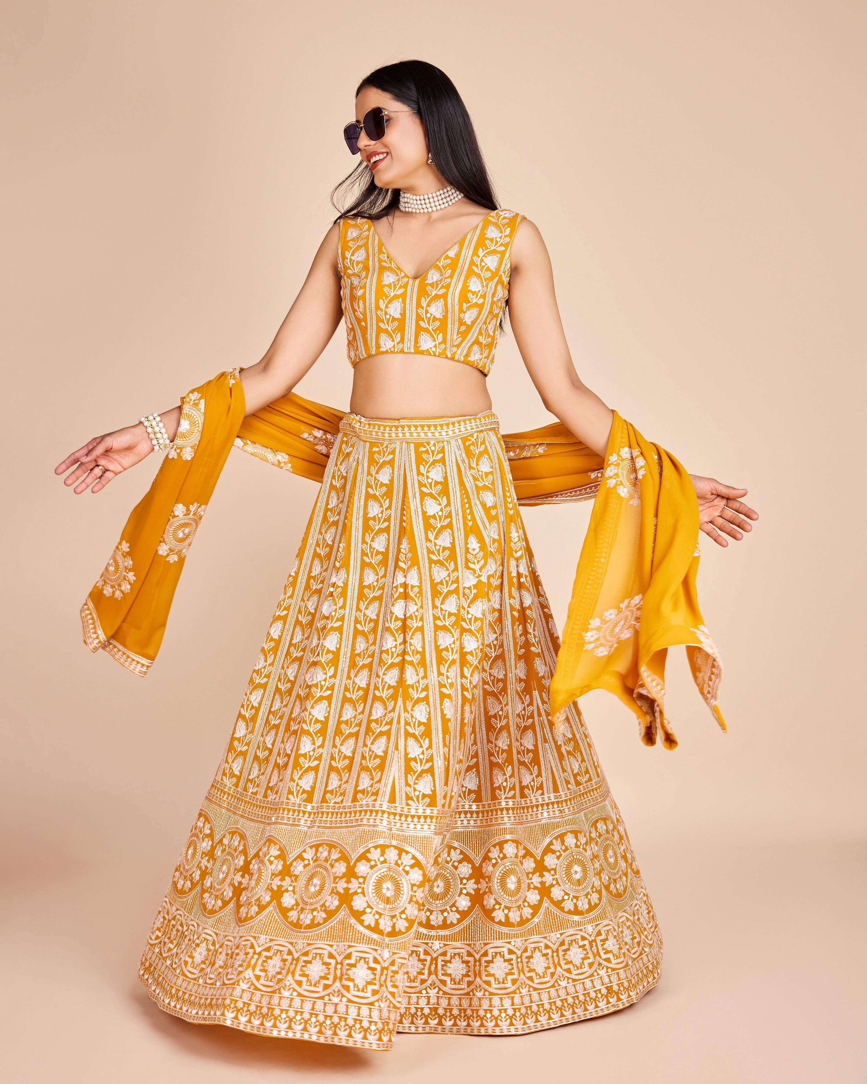 Lehenga Mart Designer Wedding Lehenga Choli For Women - Yellow - Distacart