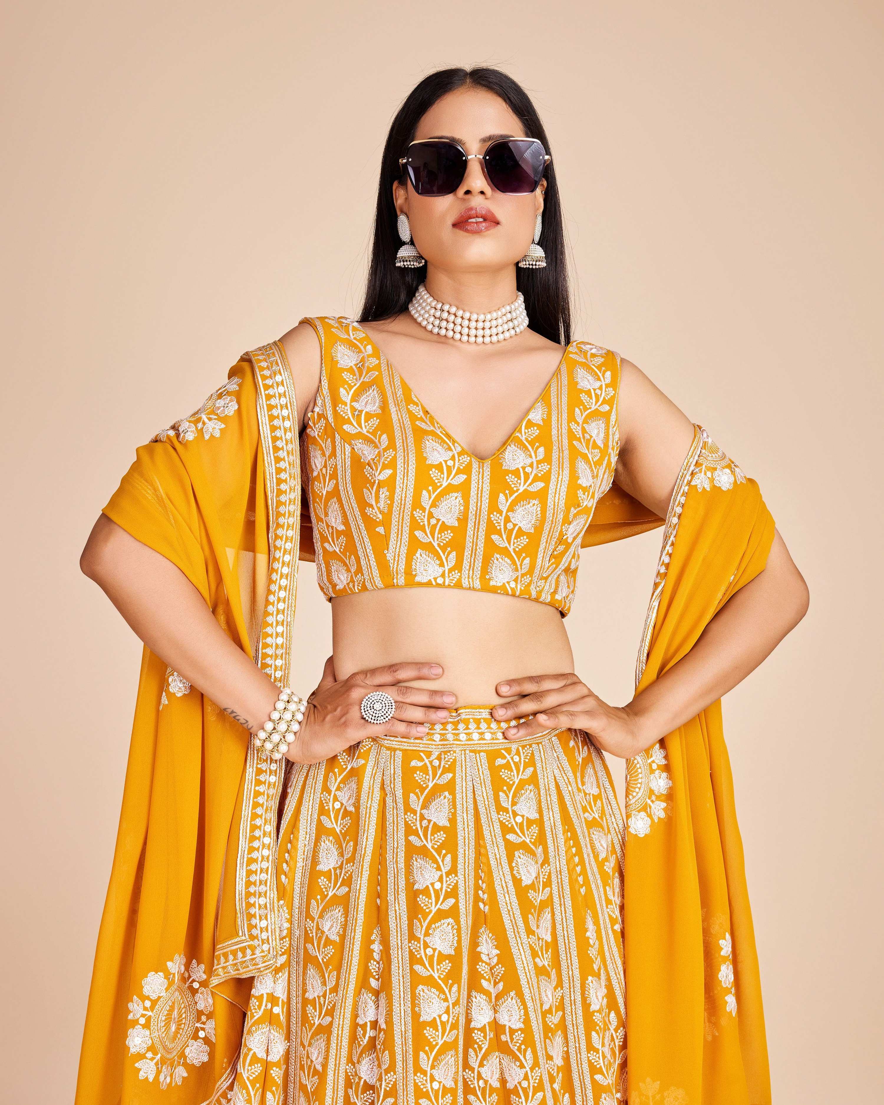Lehenga Mart Designer Wedding Lehenga Choli For Women - Yellow - Distacart