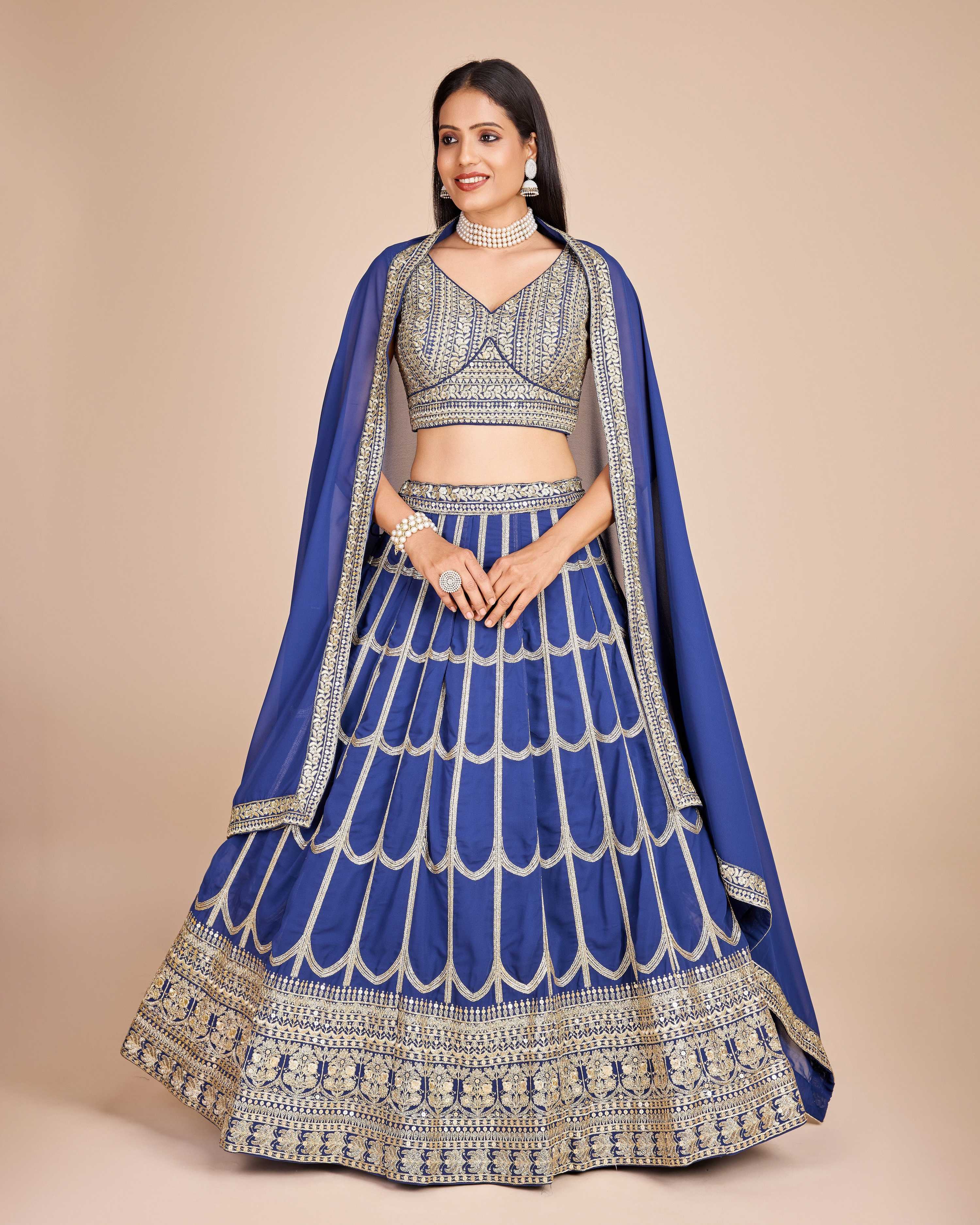 Lehenga Mart Designer Wedding Lehenga Choli For Women - Blue - Distacart