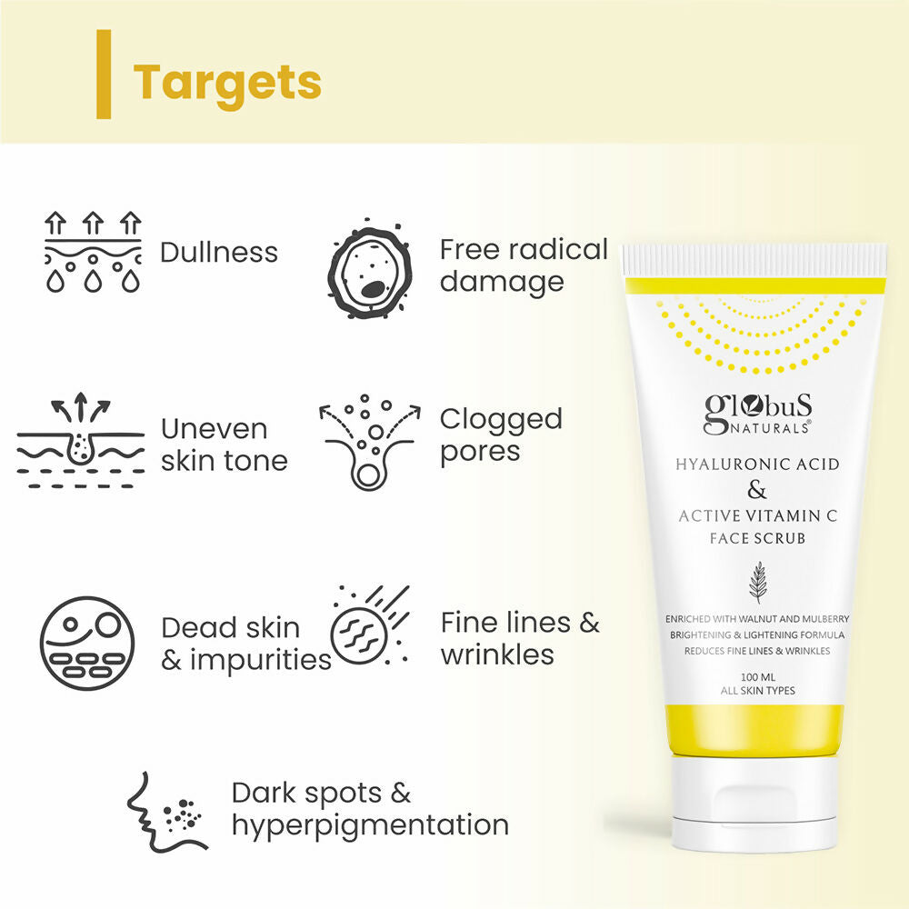 Globus Naturals Hyaluronic Acid & Vitamin C Anti Ageing Face Scrub