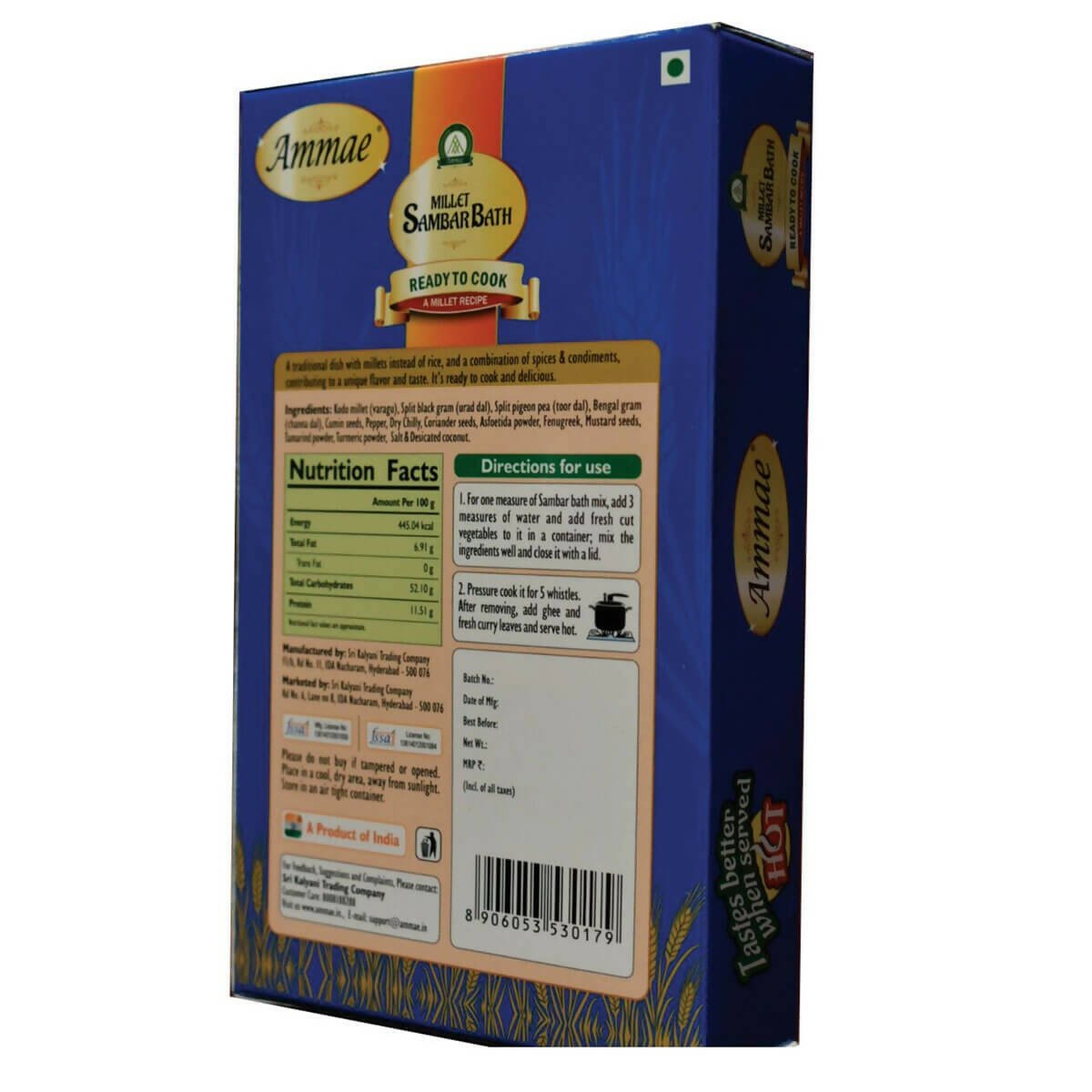 Ammae Millet Sambarbath, Ready to Cook - Distacart