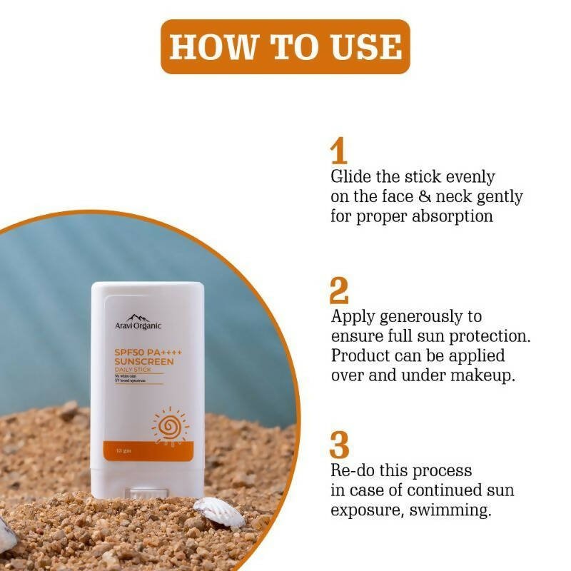 Aravi Organic SPF 50+ Daily Sunscreen Stick - Distacart