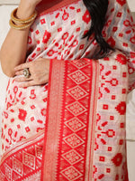 Thumbnail for Astita Linen Cotton Red & White Saree