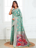 Thumbnail for Astita Linen Cotton Rama Green Saree