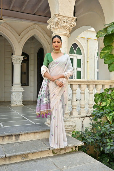 Vishnu Weaves Women's Wine Muga Cotton Saree with Blouse - Distacart